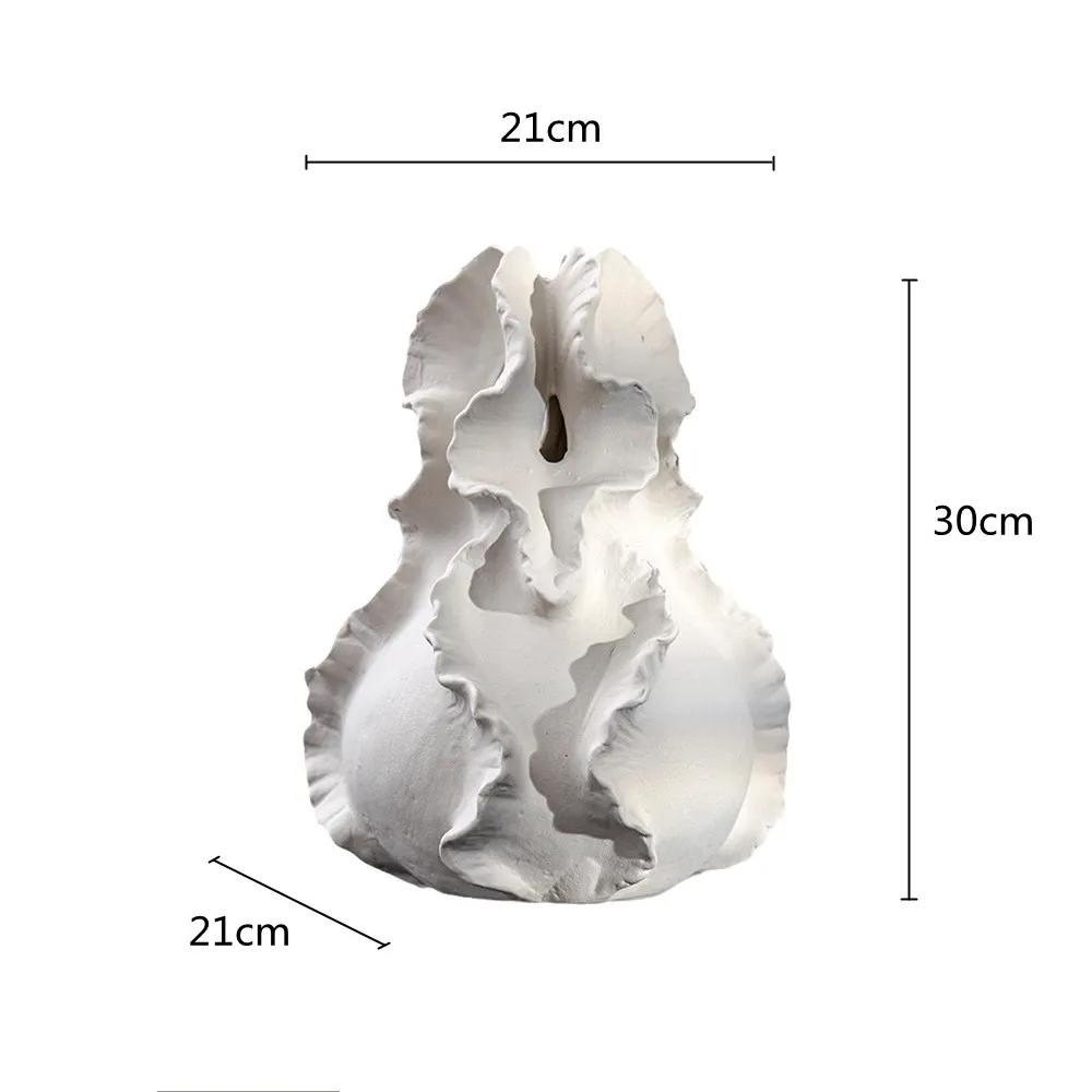 Ceramic Vase Fold Pattern Irregular Flower Wavy Shape Flower Pot Fruit Dish Desktop Storage Organization Home Decoration