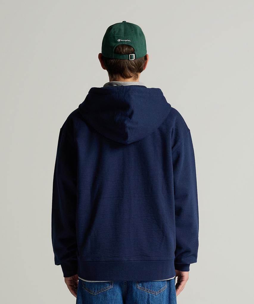 Champion Heritage Logo Loose Fit Zip-Up Hoodie Navy