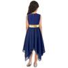 Girls Metallic Patchwork Sleeveless Asymmetrical Hem Praise Dancing Dress Modern Lyrical Dance Costume
