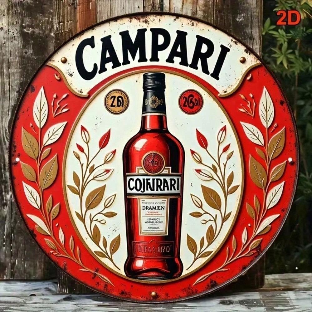 Vintage Round Wall Sign Capri 8 Inch Retro Metal Aluminum Plaque Classic Home Bar Pub Decor