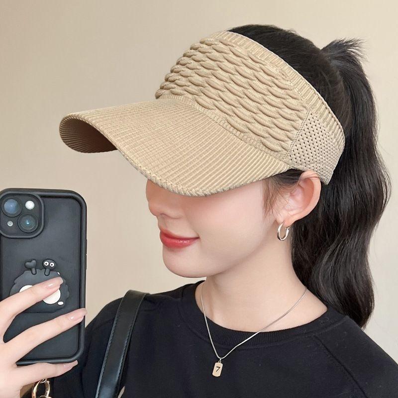 Korean Style Knit Duckbill Cap: Fish Scale Topless Summer Sun Hat for Outdoor Sports