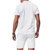 Herren Sommer Einfarbig Atmungsaktiv Locker Knopf Kurzarmhemd Shorts Set