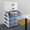 6 Drawer Chest Storage Cabinets Office Drawer Plastic Stacking 6-Drawer Storage Organizer for Office Home White & Blue