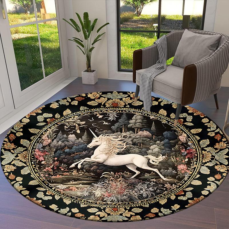 1pc Carpet Chair Mats Unicorn in Enchanted Forest Perfect for Decorating Chairs, Polyester Carpet, for Living Room.YDT655