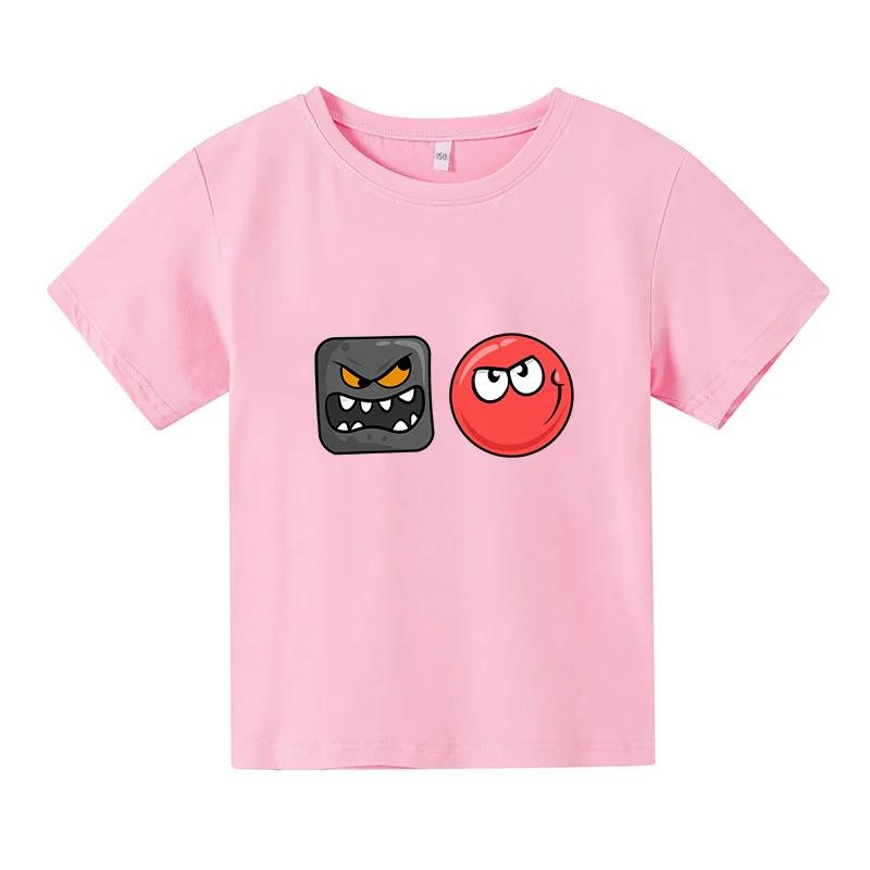 2025 Bambini Carino PALLA ROSSA 2° Stampa Vestiti Bambini Estate Moda T-shirt Ragazzi Cartoni animati T-shirt Ragazze Manica Corta Top Casual
