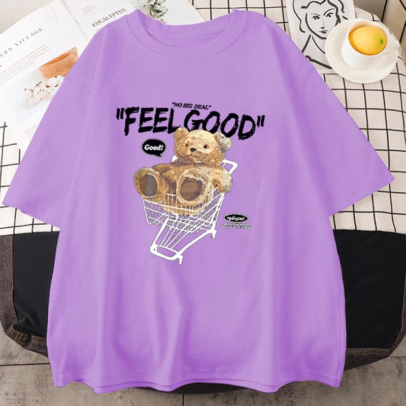 Neues Cartoon Bär Kurzarm T-Shirt Damen Herren Lockeres Oberteil Mode Koreanischer Stil Tee