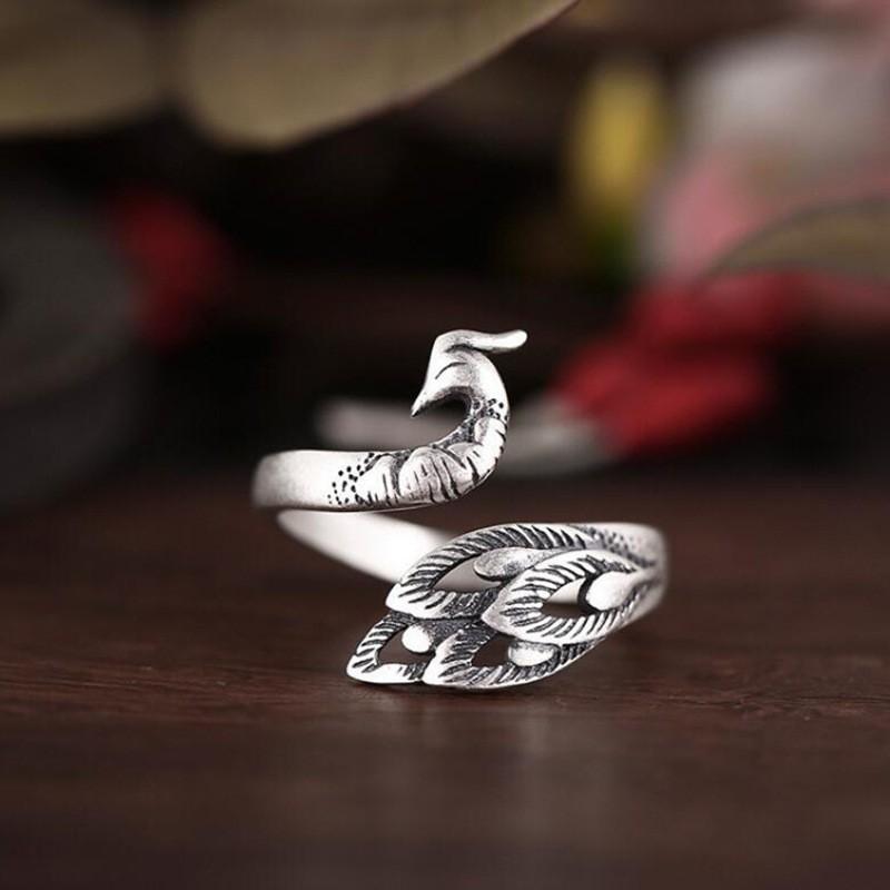 Adjustable Open Ring Women Men Vintage Design Sterling Animal Motif Finger