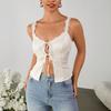 European and American Matte High-elastic Splicing Lace Hollow Top, Sexy Spice Girl Backless Strap Short Suspender Top