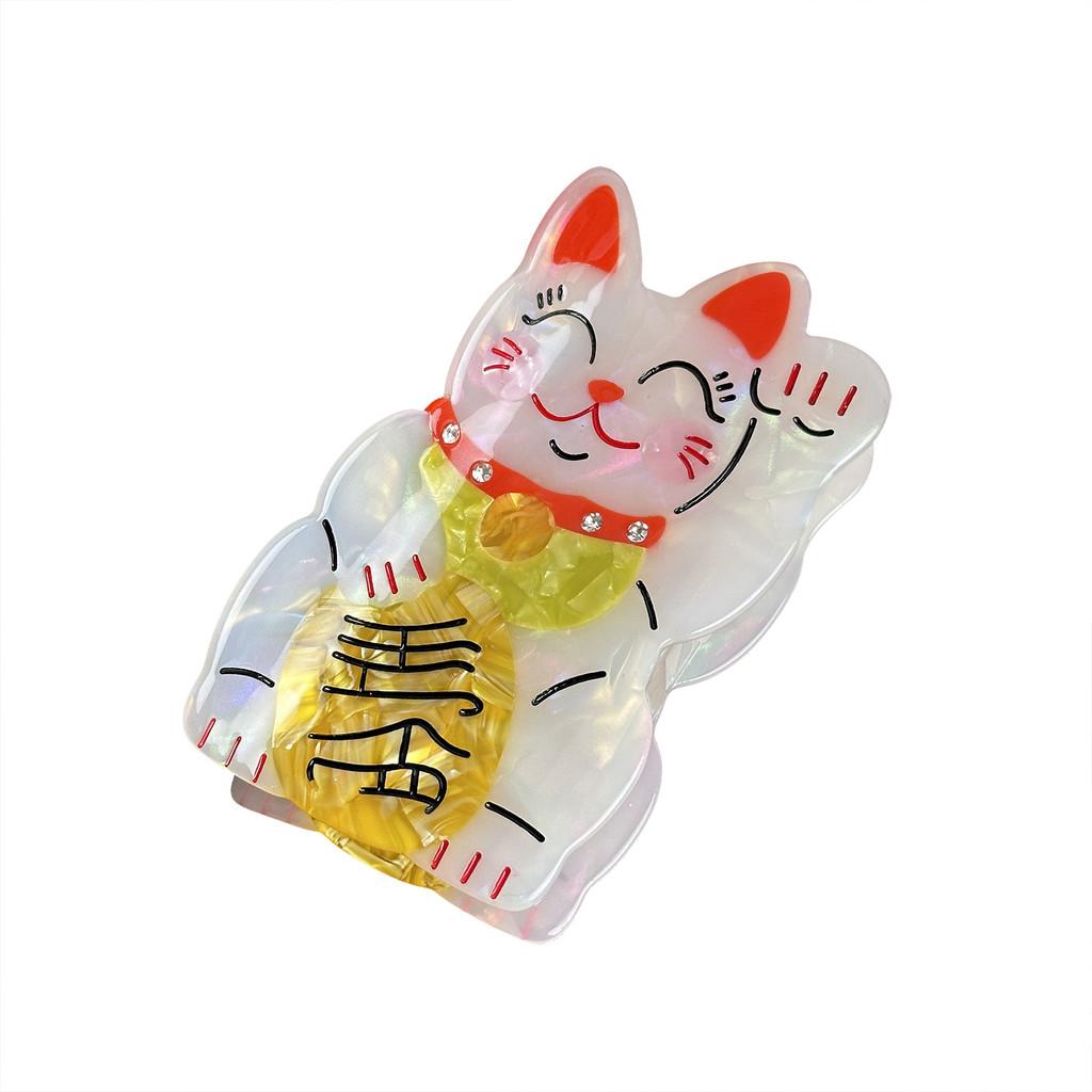 Stunning 10cm Lucky Cat Hair Claw Clip With Gorgeous Rhinestone Accents Ideal For Fashion-forward Women