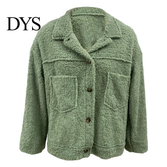 Trendy Women Outerwear Winter Jacket with Double Pockets Thick Fleece Button Closure Cardigan Coat Long Sleeves Warm Windproof Heat Retention Outdoor
