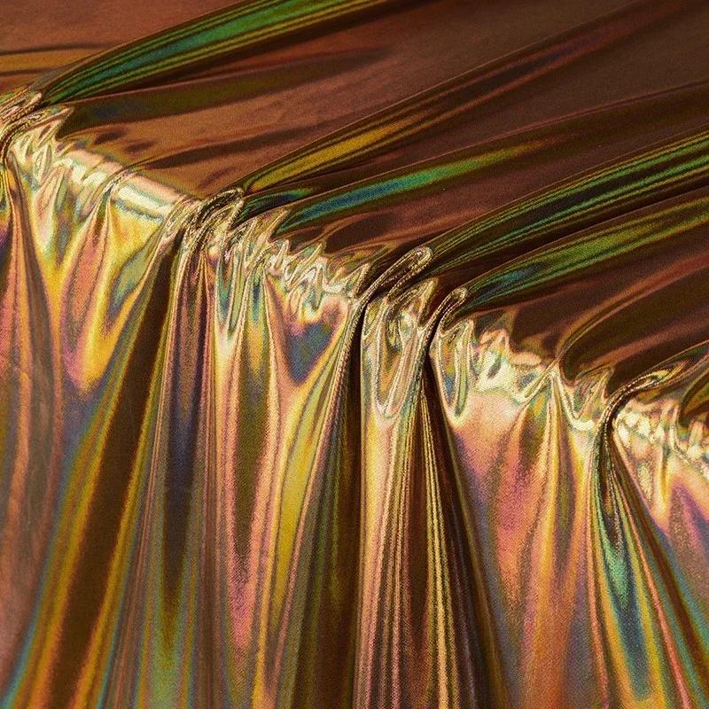 

100x150 см Фэнтезийный туман Золотая Ткань Тонкая Эластичная Бронзовая Ткань Танцевальное Платье Фоновая Ткань Швейная Ткань Материал 100x150cm