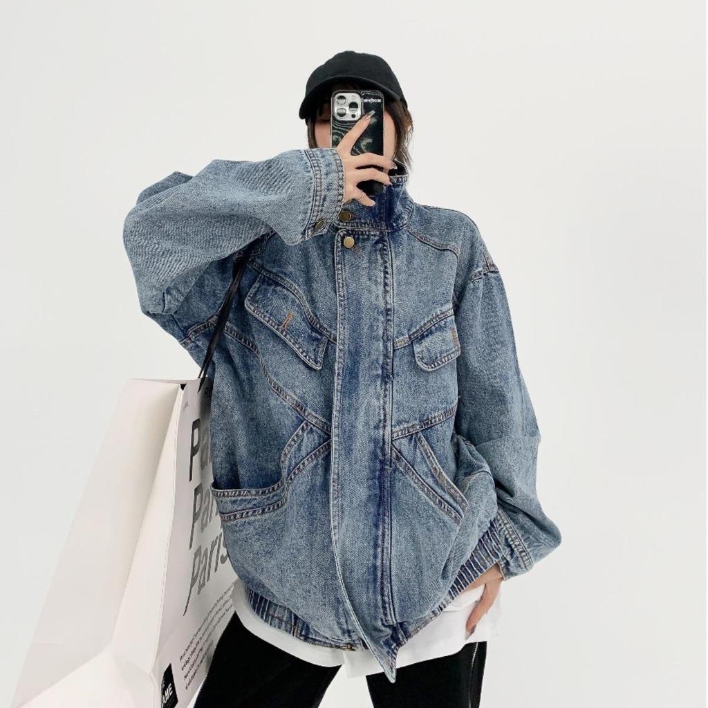 Spring and Autumn Retro Design Cowboy Jacket Long Sleeve Personalized Outdated Loose Coat