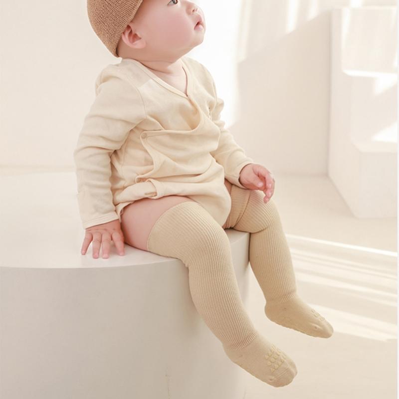 Anti-Rutsch Boden Socken für Kleinkind Mädchen Jungen Unisex Überknie Socken Säugling gekämmte Baumwolle Gummisohlen Socken für Innen