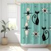 Atomic Cat Mid-Century Modern Shower Curtain – Retro Aesthetic Bathroom Decor, MCM Cat Lover Gift