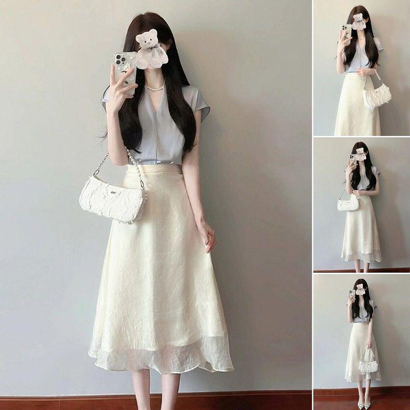 2026 Chic Hong Kong Summer Outfit: Elegant Two-Piece Skirt and Top Set for Women