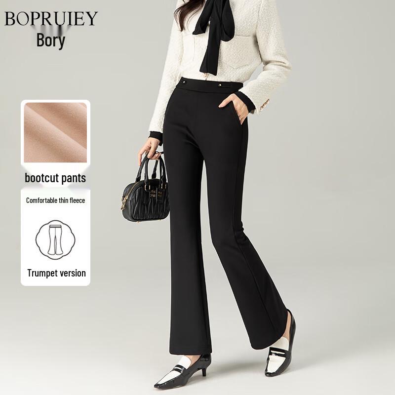 BOPRUIEY Women s High-Waist Micro-Flare Fleece Lined Pants 3XL