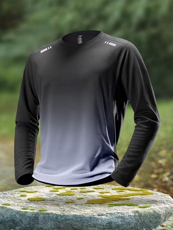 Herren Schnelltrocknendes Langarm-Sportoberteil für Laufen, Radfahren, Fitness und Outdoor-Aktivitäten.