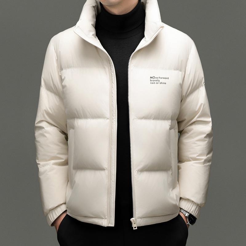 

Hengyuan Xiang Men s Stand Collar Down Jacket - Dad s Style, Warm, Thick, 90% White Duck Down, Short Winter Outerwear 2025 XL 180 for 130-150 lbs білий