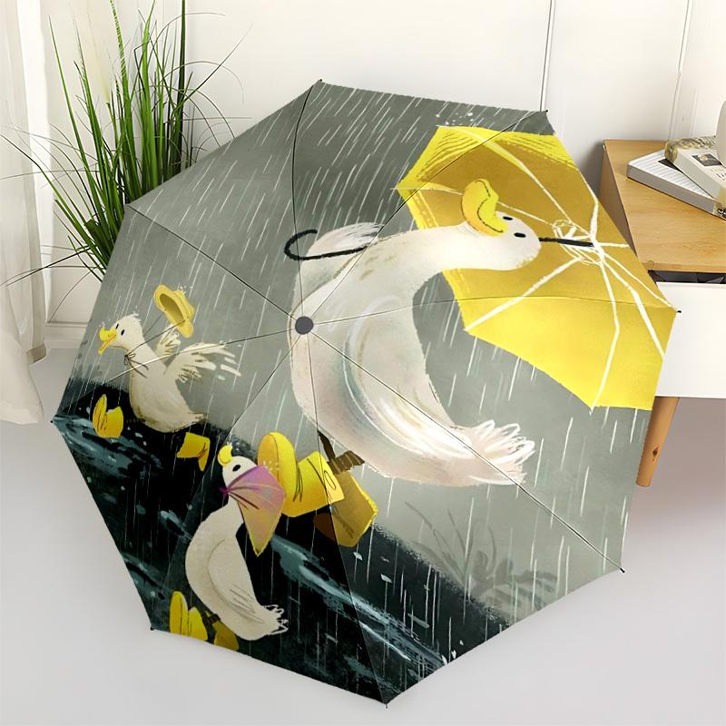 1pc Ducks Rainy Day One Umbrella  a Plastic Hle, Compact  Stylish, with a Vibrant Cartoon Pattern, Perfect  Home, Travel