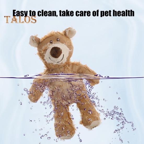 Squeaky Dog Chew Toy Interactive Plush Bear Toy with Sound Indestructible Dog Teeth Cleaning Toy for Aggressive Chewers