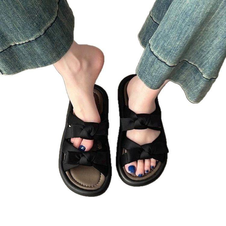 Popular Fashion Style Bow Cool Slippers Women's Models In the Summer of 2025 New Models Wear Versatile and Comfortable One-word Drag Tide