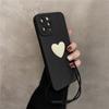 Korea Cute 3d Black Love Heart Bracelet Phone Case For Iphone 13 12 11 Pro Xs Max X Xr 7 8 Plus Se2022 Simple Soft Back Cover