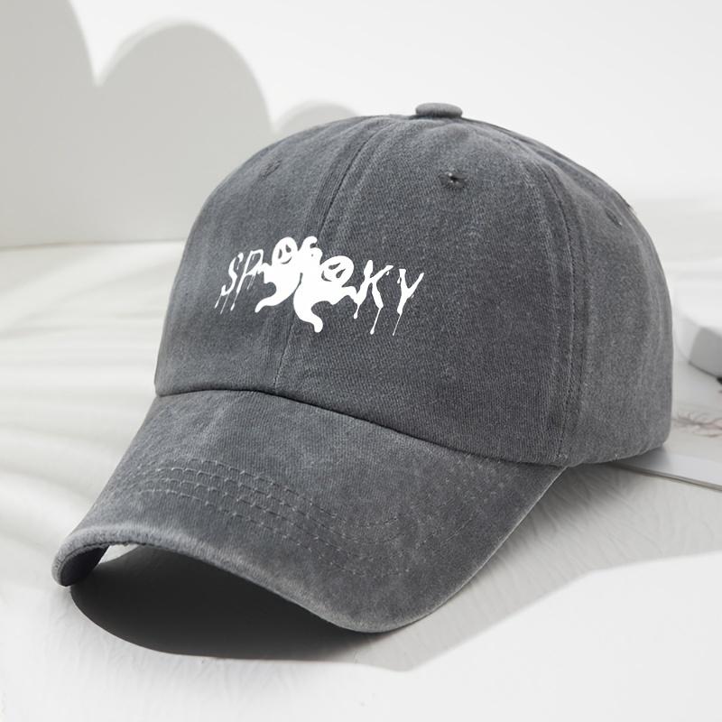 Unisex SPKY Halloween Black Humor Print Soft Top Baseball Cap Adjustable Outdoor Sports Hat