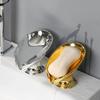No Punching Soap Dish Bathroom Storage Soap Holder Wristband Hand Dispenser Gold and Silver Ceramics Washbasin Drain Soap Holder