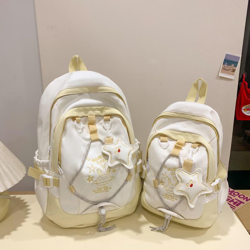 

2025 Stylish Color Block Backpack for Junior High Girls - Large Capacity, Korean Academy Style Small жовтий