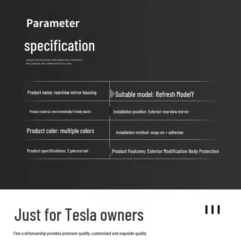 Tesla Model Y Rearview Mirror Protective & Decorative Cover Set
