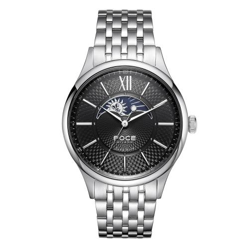 [FOCE] FOCE 41mm Men s Sun & Moon Metal Watch FM7602GM-BK FM7602GM-BK