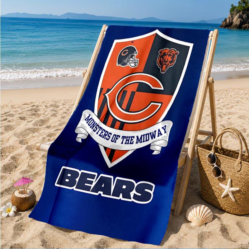 Chicago Bears  Beach Towel, Quick-drying, Easy to Care for, Suitable for Both Fitness and Beach Vacations,Sports Essential