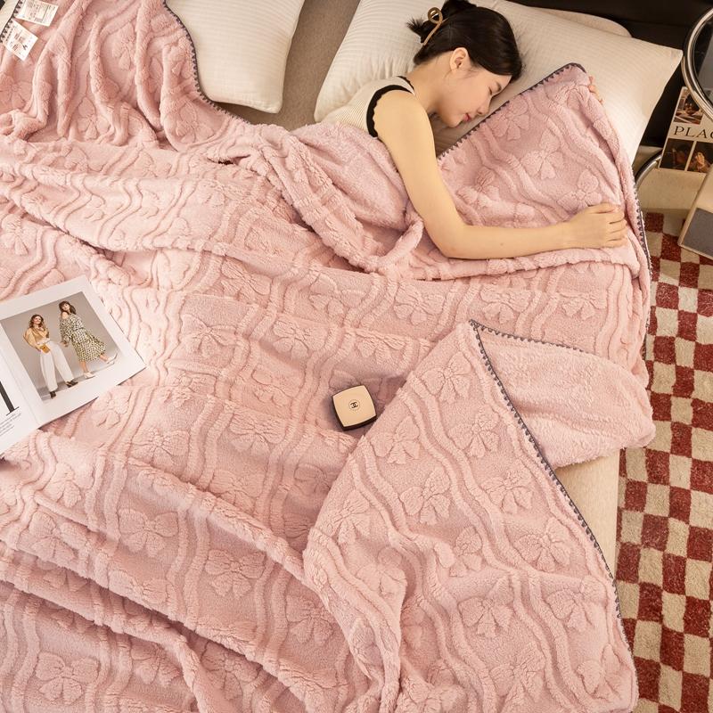 

Розовое Мультяшное Одеяло с Бантом, Плед, Взрослый, Детский, Украшение для Спальни, Однотонное Одеяло, Дорожное, для Комнаты с Кондиционером, Теплые Одеяла 150x200cm 1pc