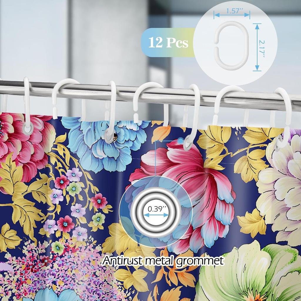 Mandala Indian Bohemian Colorful Flowers Bath Shower Curtain Set with 12 Hooks for Adults Kids Bathroom Decor Accessories