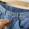 Women's High-Waist Stretch Jeans, 2024: Loose Fit, Straight Slim, Large-Size, Elastic Waist, Nine-Point Length, Harem Style.