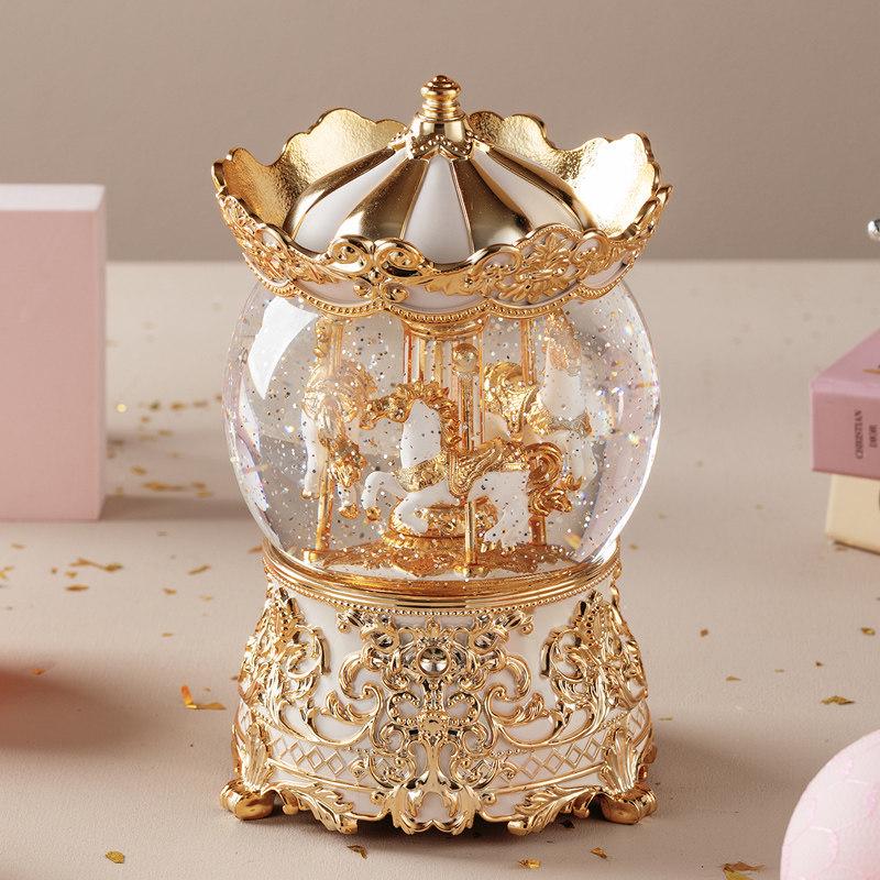 Rotatable Sky Castle Princess Music Box for Girls - Crystal Ball Birthday Gift