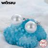 WOSTU 925 Sterling Silver Shell Pearl Bracelet Neckalce Women Wedding Jewelry Set Pearl Wrist Link Elegant Gift For Mom 5-12 Mm