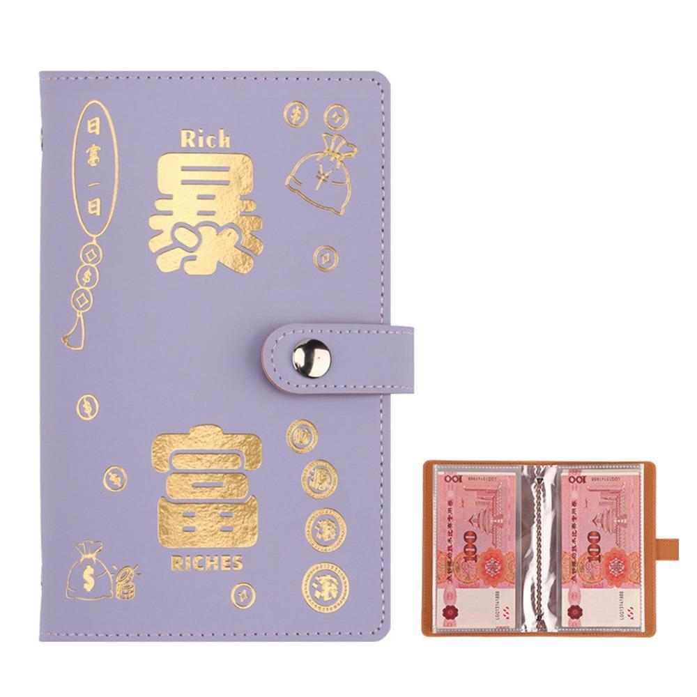 Funny 100 Envelopes Money Saving Challenge Large Capacity PU Get Rich Overnight Mini Binder Savings Challenge Budget Binder
