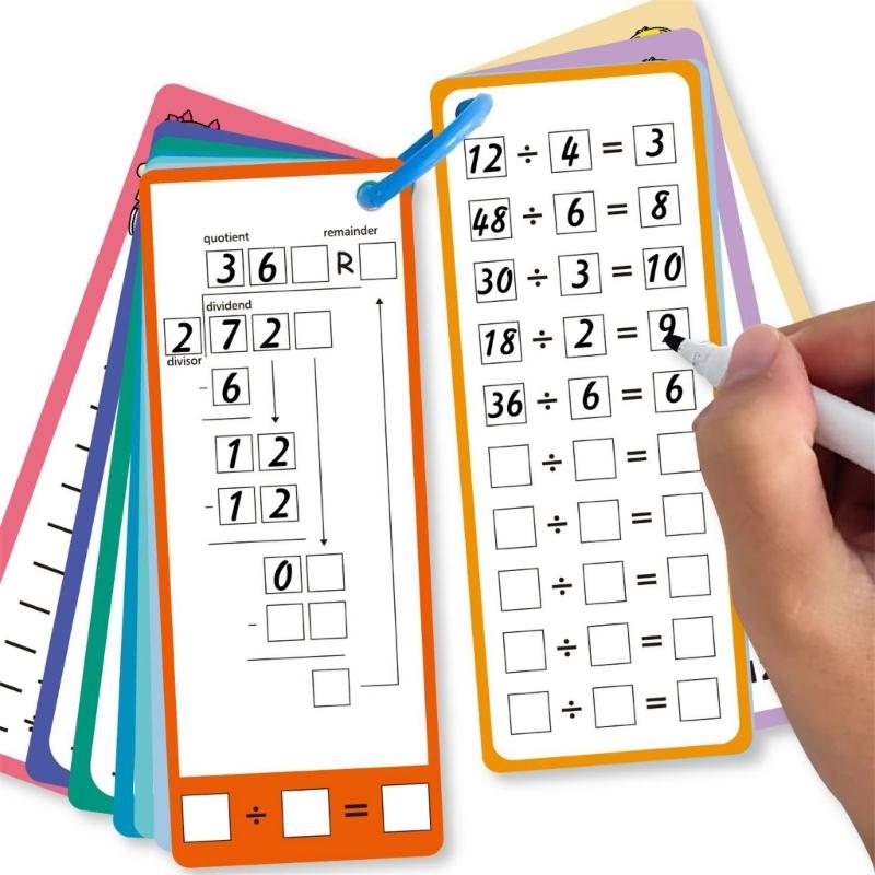 Mathematical Operations Exercise Flashcards Erasable Math Study Cards Kid Early Learning Study Card for Preschooler
