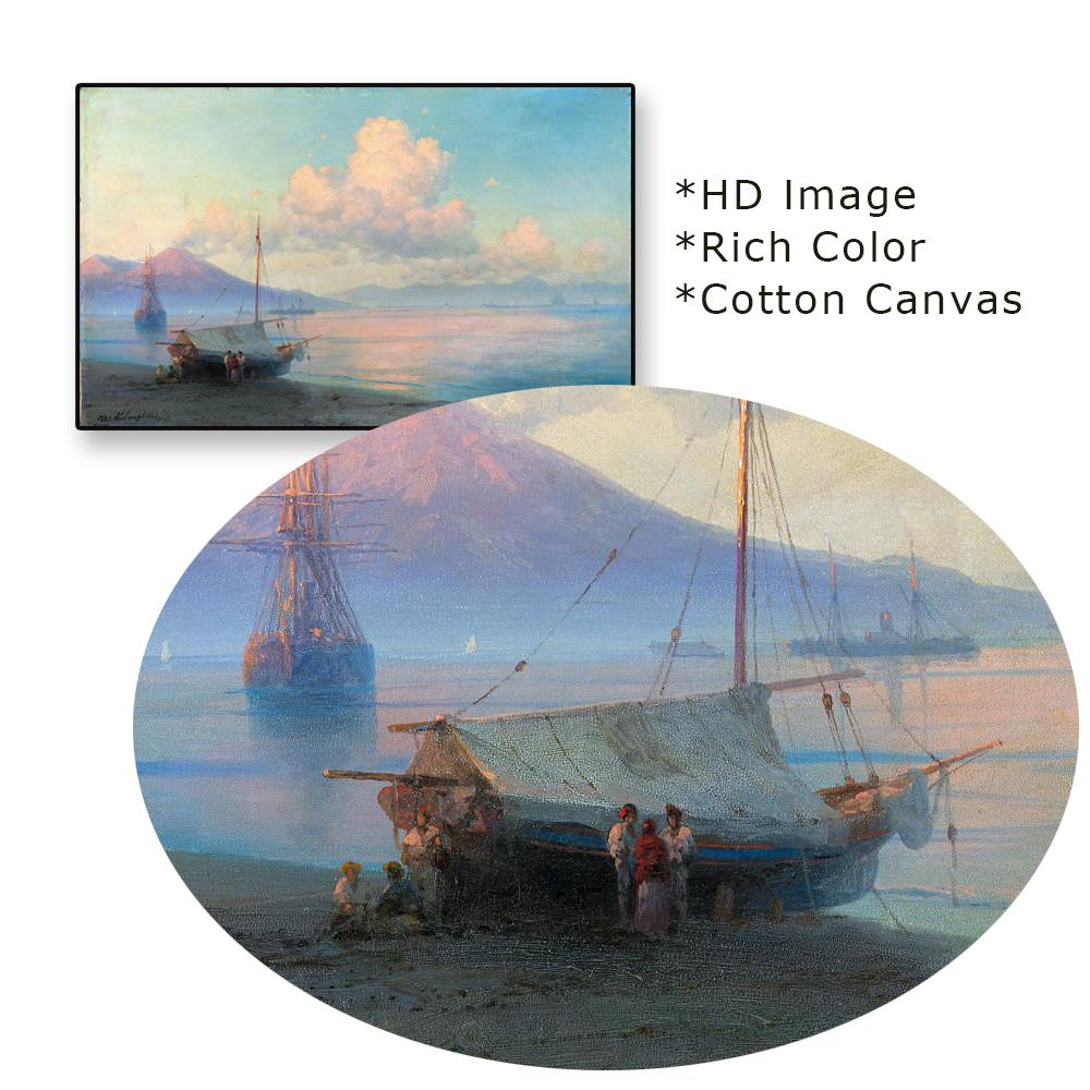 Famous Oil Painting Poster Gulf of Naples In the Morning Prints Ivan Konstantinovich Aivazovsky Canvas Painting Gallery Wall Art