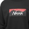 NANGA Eco Hybrid Box Logo Long Sleeve Size Black Men's T-Shirt, M, (NW2311-1G299)