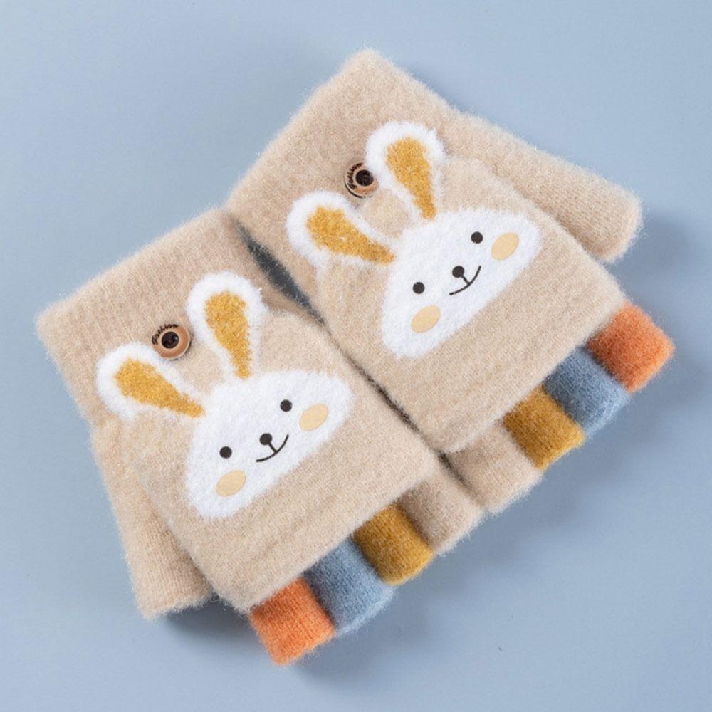 Baby Boys Girls Plush Soft Cute Thick Warm Knitted Mittens Kids Gloves