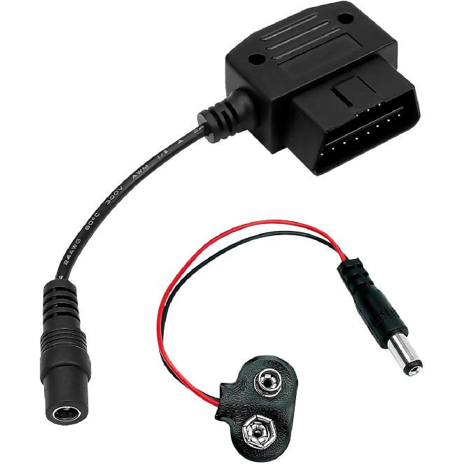 9V Powered OBD ll Connector Vehicle Memory Saver for Battery Replacement Disconnect Memory Storage, for All OBD 2 16-Pin Interface