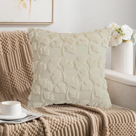 Față de pernă de toamnă de pluș din blană artificială cu artă 3D cu frunză de arțar, stil fermă boem, husă de pernă cu fermoar invizibil