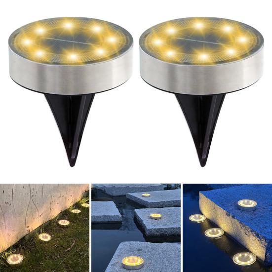 

8 шт., уличные солнечные фонари наземных светильников IP65, водонепроницаемые, с автоматическим включением/выключением, простые в установке, с высоким коэффициентом конверсии, солнечные светильники для дорожек Warm light