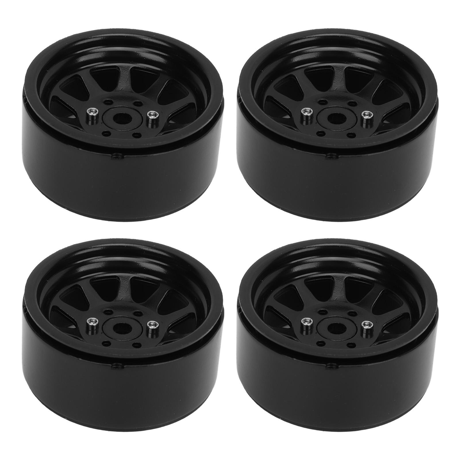 

4PCS RC Wheel Rim Set Zinc Alloy Steel Universal 1.9 Inch 10 Rims RC Crawler Car Wheel Hub for Axial SCX10 II III Black Black