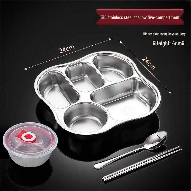 Divided 316 Stainless Steel Food Tray for Kids & Adults