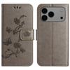 For iPhone 17 Pro Max Case Wallet Stand Imprinted Butterfly Flower PU Leather Phone Cover
