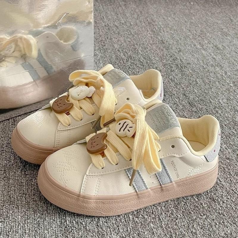 Mode 2025 Neue Sommer K-Style Chunky Sneakers Damen Weiß Plateau Campus Schuhe Vielseitige Frühling Casual Mode Plateau Sneakers