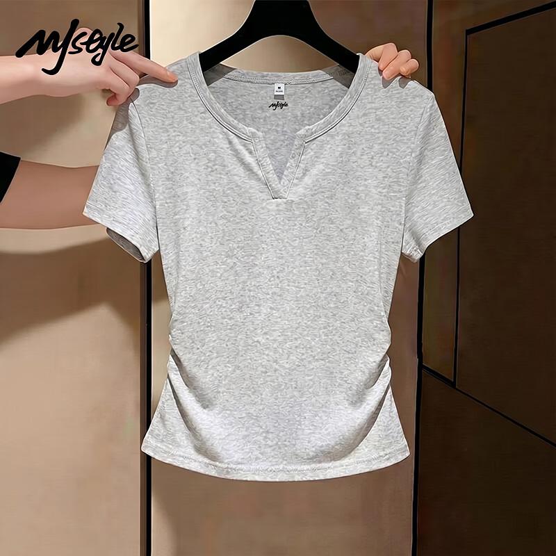 MJ STYLE V-Neck Slim Fit Short Sleeve T-Shirt XL